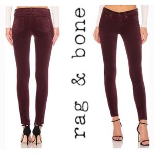 rag & bone Jean Lamb Suede Leather Pants Skinny Women Burgundy Red Stretch W 24‎